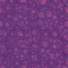 Seamless geometry pattern. Simple background with pink circles. Light pink lines.  Purple background. Designed for textile fabrics, wrapping paper, background, wallpaper, cover.