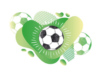 Obraz premium Football, soccer ball sketch. Fluid abstract background. Banners with flowing liquid shapes. 