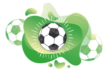 Football, soccer ball sketch. Fluid abstract background. Banners with flowing liquid shapes.	
