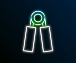 Glowing neon line Sport expander icon isolated on black background. Sport equipment. Colorful outline concept. Vector