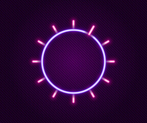 Glowing neon line Sun icon isolated on black background. Summer symbol. Good sunny day. Colorful outline concept. Vector