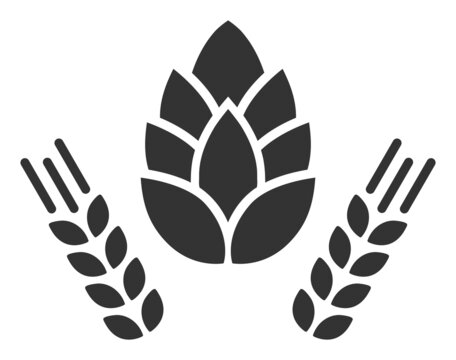 Barley and hop icon with flat style. Isolated vector barley and hop icon illustrations, simple style.