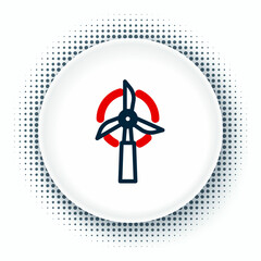 Line Wind turbine icon isolated on white background. Wind generator sign. Windmill for electric power production. Colorful outline concept. Vector