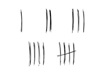 Tally marks on white background