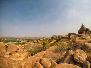 View from top of Malyavantha hill located in Hampi, India