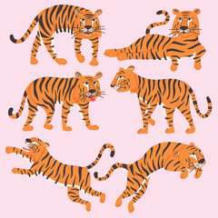 Fototapeta na wymiar Set Chinese Tigers