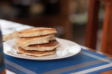 Delicious tower of arepas on the table ready for breakfast