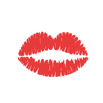 Lipstick kiss isolated on white background. Lipstick kiss for t shirt and label. Beauty concept, vector illustration