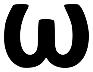 Omega Greek lowercase symbol icon with flat style. Isolated vector Omega Greek lowercase symbol icon illustrations, simple style.