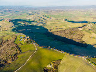 Fototapeta premium aerial view of Chianti in Tuscany with castles and farmhouses