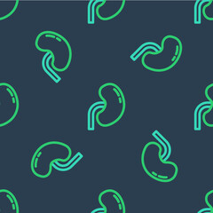 Line Human kidney icon isolated seamless pattern on blue background. Vector