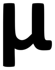 Mu Greek lowercase symbol icon with flat style. Isolated vector Mu Greek lowercase symbol icon illustrations, simple style.