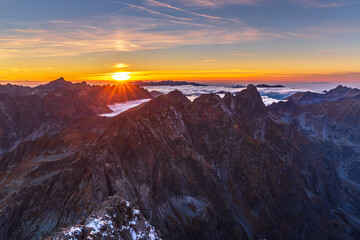 Sunset from Rysy in High Tatras