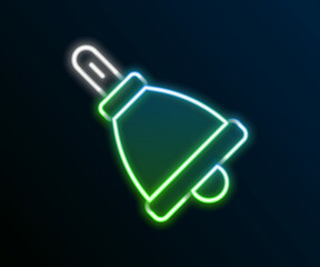 Glowing neon line Ringing bell icon isolated on black background. Alarm symbol, service bell, handbell sign, notification symbol. Colorful outline concept. Vector