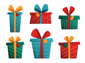 Gift boxes collection with tags for holiday