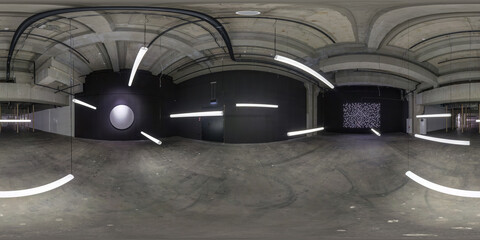 seamless spherical hdri 360 panorama in interior of large empty room as light exhibition gallery of...