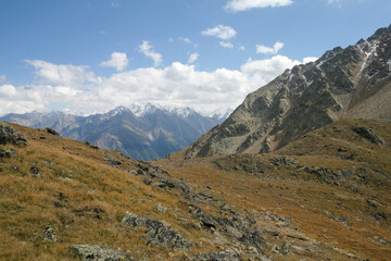 Fototapeta na wymiar View of the Caucasus Mountains, Elbrus region, Russia.