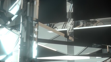 background of glass geometric shape line blocks  3d render 