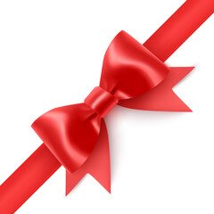 Set of Realistic red bows, Ribbon isolated on white background. Vector eps 10 illustration