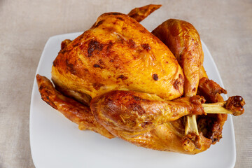 Baked crispy turkey for Thanksgiving Day or Christmas.