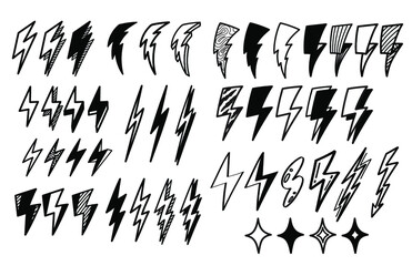 Bolt thunderbolt lightning charge vector icon pack editable