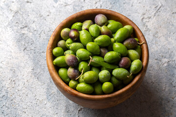 Fresh organic green raw olive