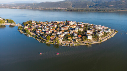 Aerial drone view of Gölyazı Peninsula in Bursa - Turkey