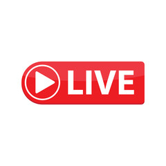 live icon vector red button. Live streaming icon. 