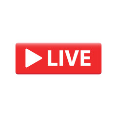 live icon vector red button. Live streaming icon. 