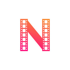 Initial Letter N with Reel Stripes Filmstrip for Film Movie Cinema Production Studio Logo Inspiration