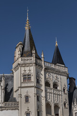 Architectural detail of Castle of Dukes of Brittany (Chateau des ducs de Bretagne). Castle was residence of Dukes of Brittany between XIII and XIV centuries. Nantes, Loire-Atlantique, France.