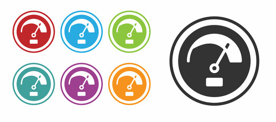 Black Speedometer icon isolated on white background. Set icons colorful. Vector