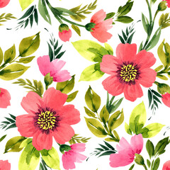 Seamless floral pattern on a white background. Design for wallpaper, fabric, wrapping paper, cover and more. 