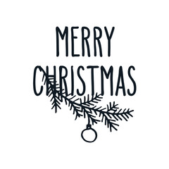 Merry Christmas greeting card in black and white