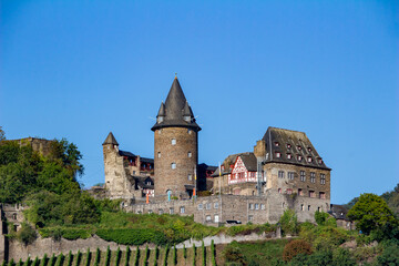 Stahleck Castle landscape on the upper middle Rhine River near Bacharach, Germany.  Also known as Burg Stahleck.