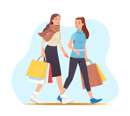Shopper ladies with satisfied looks on their faces