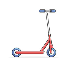 Red kick scooter isolated cartoon vector