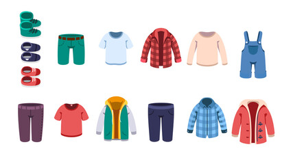 Kids male casual summer, autumn, winter clothes © iconicbestiary