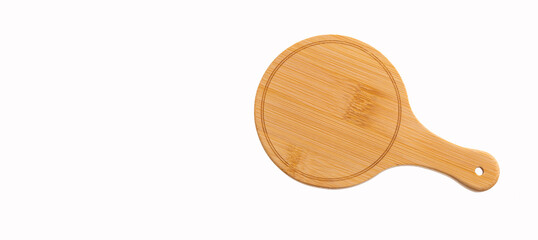 Round chopping board in the kitchen - White background