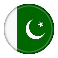 Pakistan flag button 3d illustration green white star