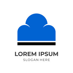 modern cloud logo template with flat blue and black color style