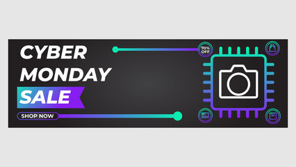 bright gradient cyber monday sale promotin banner design