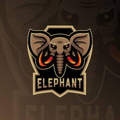 Elegant elephant head mascot logo for esport and sport vector illustration © Yuhan_0001