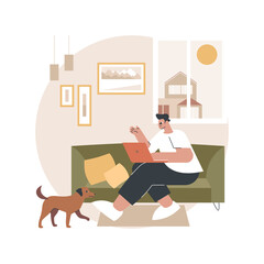 Work home office abstract concept vector illustration. Online virtual desk, quarantine distance work, office job from home, communication management tool, team digital meeting abstract metaphor.