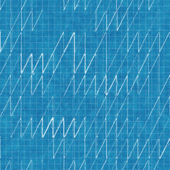 Seamless bright blue blueprint pattern for textile and print. High quality illustration. Technical engineering blue-print draft design. Graphic motif for background, wallpaper, or surface design print