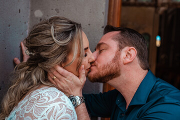 beautiful couple kissing