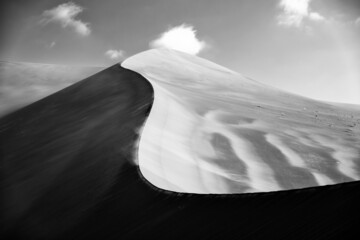 black and white view from Nature and landscapes of dasht e lut or sahara desert. Middle East desert