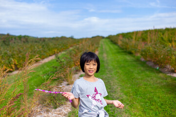 little girl in a field