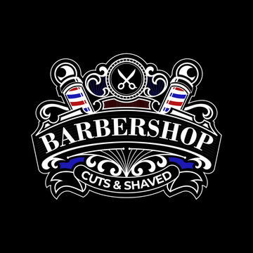 barbershop logo vector template editable