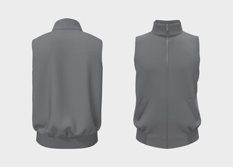 Vest tracksuit jacket mockup, 3d illustration, 3d rendering
